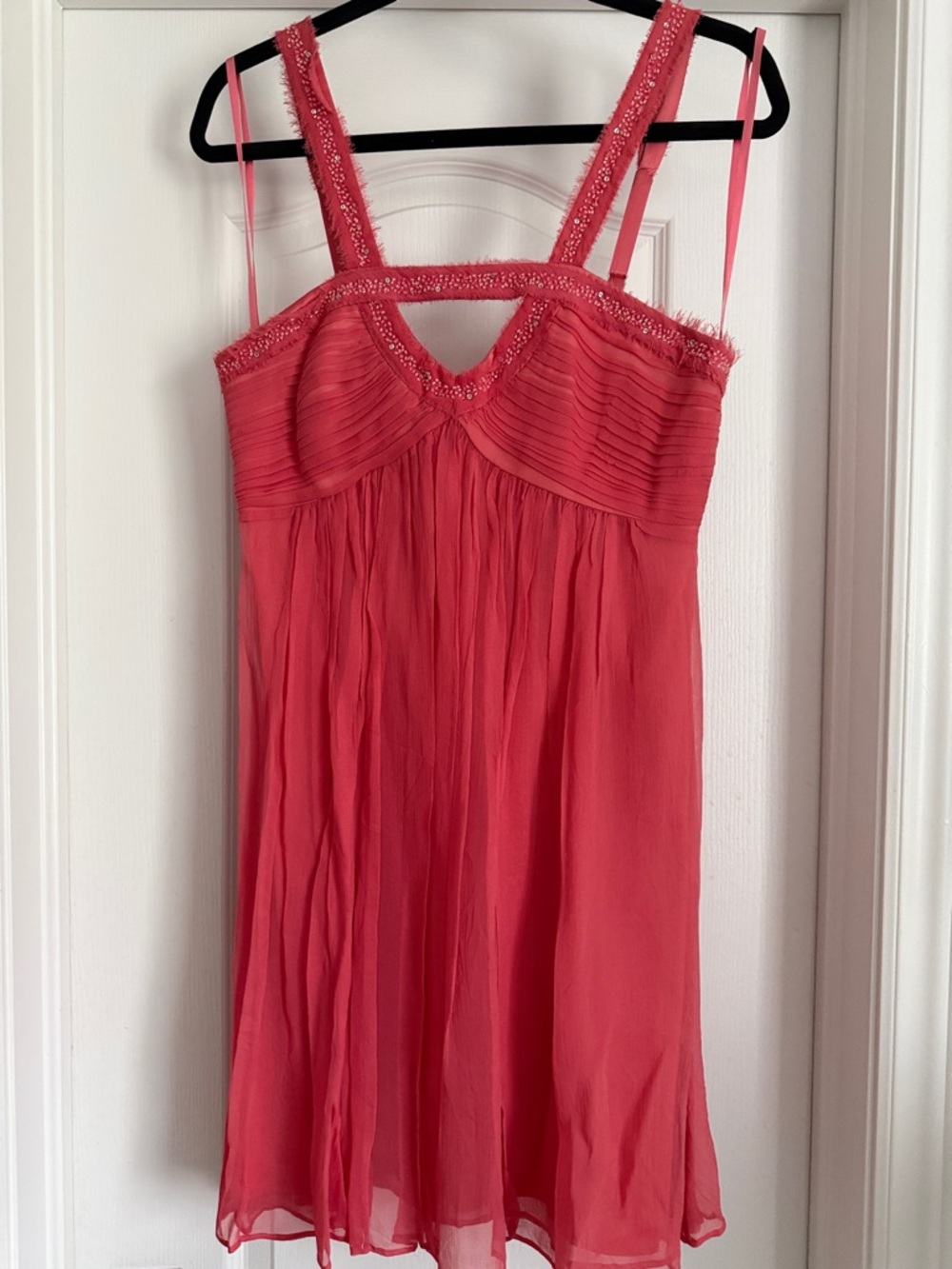 BCBGMaxAzria Coral Pink Silk Mini Dress